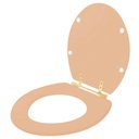 Ver imagem 2 de Assento Sanitario Poliéster Convencional Oval Pêssego 73 para Vaso Celite com Ferragem Dourada