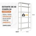 Ver mais imagens de Estante de Aço com 06 Bandejas 58 cm (22/18) - 1,98x0,92x0,58m - W3 - 16041