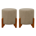 Ver imagem 2 de Kit 2 Puff Redondo Linho com Pés em Madeira Maciça Decorativo Sala Quarto