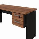 Ver imagem 4 de Mesa Escrivaninha 150cm Pés Painel com Gaveteiro Suspenso F5 Office Cor:Nogal com Preto