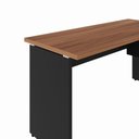Ver imagem 5 de Mesa Escrivaninha 150cm Pés Painel com Gaveteiro Suspenso F5 Office Cor:Nogal com Preto