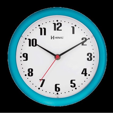 Relógio de Parede 22 cm Azul Turquesa Original Herweg