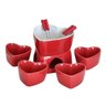 Conjunto Fondue Ceramica 10 Peças Coraçao Ramequin Panela Garfo Cozinha Gourmet Queijo Chocolate Pre - 2