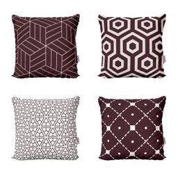 Kit 4 Capas de Almofadas Geométricas Marrom e Decorativas Para Sofá 40x40 - Novadecora - 1