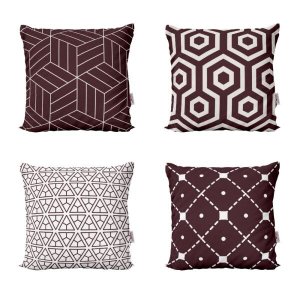 Kit 4 Capas de Almofadas Geométricas Marrom e Decorativas Para Sofá 40x40 - Novadecora