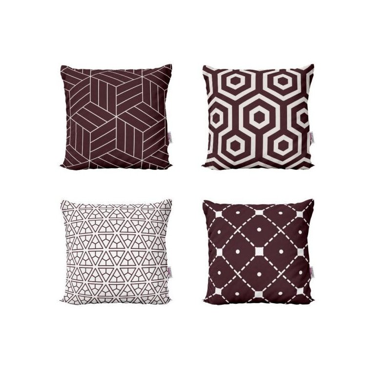 Kit 4 Capas de Almofadas Geométricas Marrom e Decorativas Para Sofá 40x40 - Novadecora