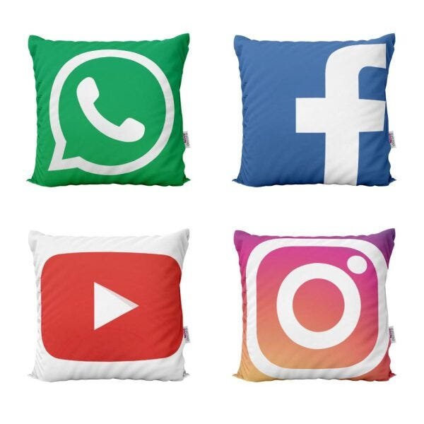 Capas de Almofadas Decorativas e Coloridas Redes Sociais Para Sofá 40x40 - Novadecora