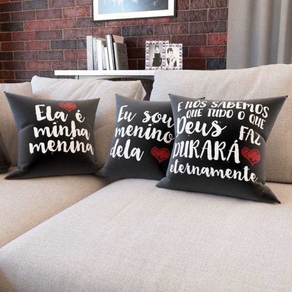 Capas de Almofadas Preta Com Frases Ela é Minha Menina Decorativas Para Sofá 40x40 - Novadecora - 3