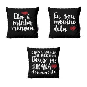 Capas de Almofadas Preta Com Frases Ela é Minha Menina Decorativas Para Sofá 40x40 - Novadecora