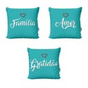 Ver imagem 1 de Capas de Almofadas com Frases Família, Amor e Gratidão Decorativas Para Sofá 40x40 - Novadecora