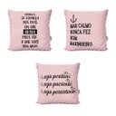Ver imagem 1 de Kit 3 Capas de Almofadas Rosa com Frases Decorativas Para Sofá 40x40 - Novadecora