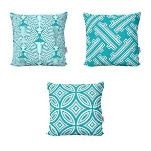 Capas de Almofadas Azul Turquesa Decorativas e Geométricas Para Sofá 40x40 - Novadecora