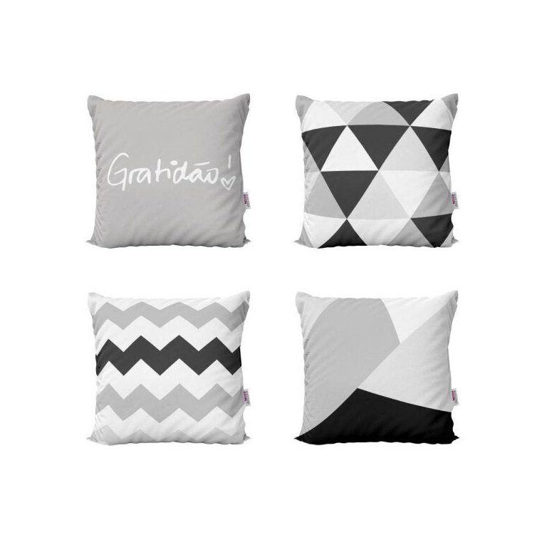 Capas Almofadas Preto e Branco Decorativas e Geométricas Gratidão Para Sofá 40x40 - Novadecora Capas Almofadas Preto e Branco Decorativas e Geométricas Gratidão Para Sofá 40x40 - Novadecora