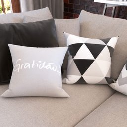 Capas Almofadas Preto e Branco Decorativas e Geométricas Gratidão Para Sofá 40x40 - Novadecora - 3