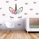 Ver imagem 1 de Adesivo De Parede pra Decorar Quarto Menina Unicórnio Flores
