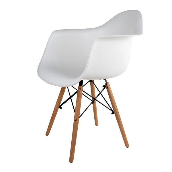 Poltrona Cadeira Charles Eames Wood Dkr Eiffel com Braço - Design Branco