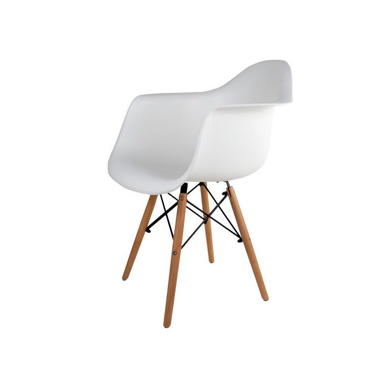 Poltrona Cadeira Charles Eames Wood Dkr Eiffel com Braço - Design Branco
