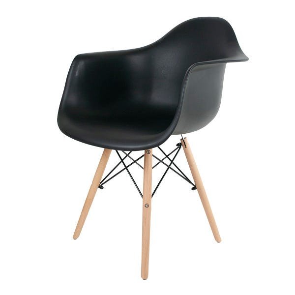 Poltrona Cadeira Charles Eames Wood Dkr Eiffel com Braço - Design Preto