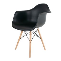 Poltrona Cadeira Charles Eames Wood Dkr Eiffel com Braço - Design Preto - 1