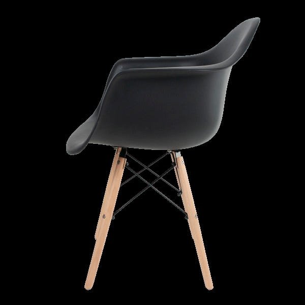 Poltrona Cadeira Charles Eames Wood Dkr Eiffel com Braço - Design Preto - 3