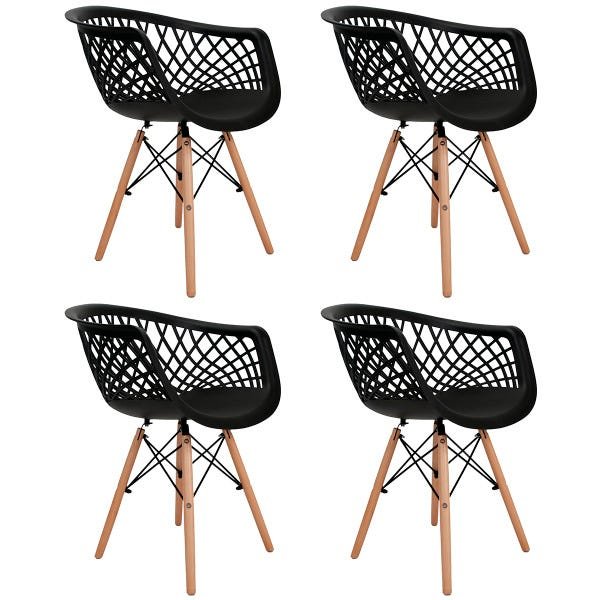 Kit 4 Cadeiras Web Cloe Clarice - Design Preto