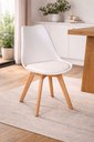 Ver imagem 1 de Cadeira Polipropileno Saarinen Leda Branca Base Wood Design para Sala de Jantar