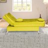Sofá Cama Pés Cromados e Almofadas Lugano Suede Amarelo - 4