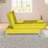 Sofá Cama Pés Cromados e Almofadas Lugano Suede Amarelo - 5