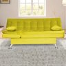 Sofá Cama Pés Cromados e Almofadas Lugano Suede Amarelo - 2