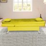Sofá Cama Pés Cromados e Almofadas Lugano Suede Amarelo - 3