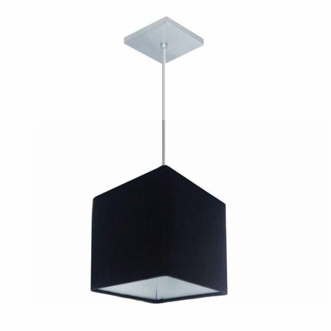 Lustre Pendente Quadrado Md-4224 Cúpula em Tecido 16/16x16cm Preto - Bivolt