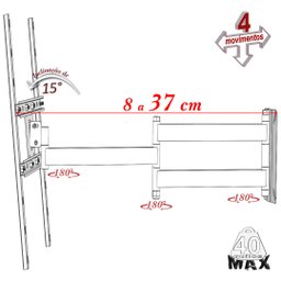 SUPORTE TV 10" a 65" VESA 600X400 4 MOVIMENTOS BRANCO - 3