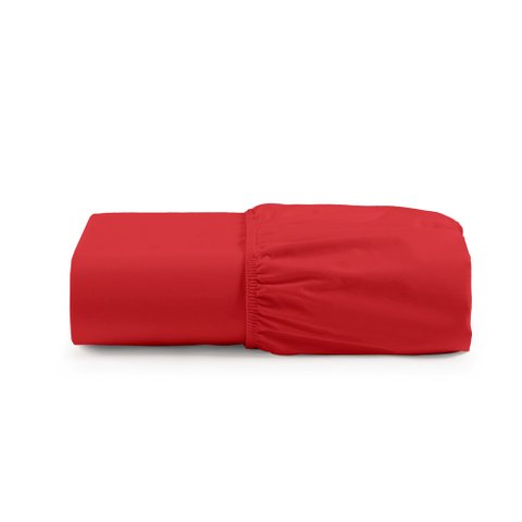 Lençol Solteiro Cintilante Percal 180 Fios 100% Algodão com Elástico - Vermelho
