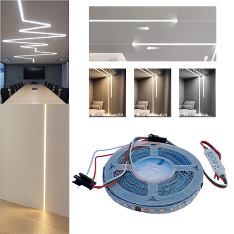 Fita de Led com Efeito Sequencial de Correr 12v Rolo de 5m Modelo 2835 com Controlador Básico para P