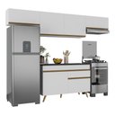 Ver imagem 2 de Armário Cozinha Modulada Compacta 260cm com Balcão Veneza Multimóveis Mp3766 Branco/dourado