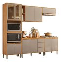 Ver imagem 1 de Cozinha Completa com Balcão Paneleiro Duplo Forno em MDF 5 Peças 11 Portas 3 Gav 270cm Cinamomo Nude