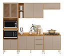 Ver imagem 4 de Cozinha Completa com Balcão Paneleiro Duplo Forno em MDF 5 Peças 11 Portas 3 Gav 270cm Cinamomo Nude