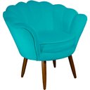 Ver imagem 1 de Poltrona Decorativa Pétala Pés Palito Suede Azul Turquesa