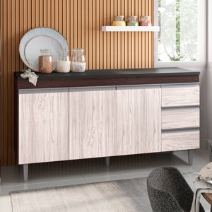 Balcão Gabinete de Pia 150cm 3 Portas 3 Gavetas Andréia Castanho Avelã Ajl Móveis