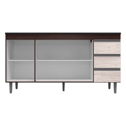 Balcão Gabinete de Pia 150cm 3 Portas 3 Gavetas Andréia Castanho Avelã Ajl Móveis - 2