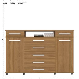 Comoda 7 Gavetas 2 Protas Spaterias com Rodinhas London - Nanda Decor:amendola Touch - 5