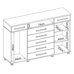 Comoda 7 Gavetas 2 Protas Spaterias com Rodinhas London - Nanda Decor:amendola Touch - 6