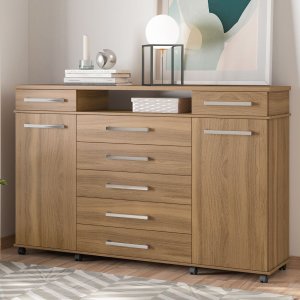 Comoda 7 Gavetas 2 Protas Spaterias com Rodinhas London - Nanda Decor:amendola Touch