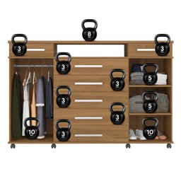 Comoda 7 Gavetas 2 Protas Spaterias com Rodinhas London - Nanda Decor:amendola Touch - 8