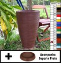Ver imagem 2 de Kit Vaso Planta + Prato 65x40 Oval Moderno Polietileno BGPLASTICOS ROSA 022