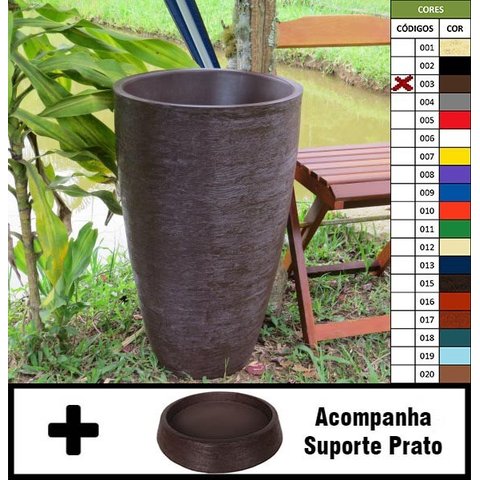 Kit Vaso Planta + Prato 65x40 Oval Moderno Polietileno BGPLASTICOS ROSA 022