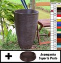 Ver imagem 1 de Kit Vaso Planta + Prato 65x40 Oval Moderno Polietileno BGPLASTICOS ROSA 022