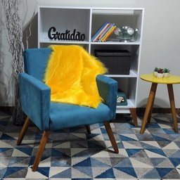 Manta Xale de Pelúcia Pelo Alto Amarelo Para Sofá/Cadeira Decoração Youtubers 1,00x80cm - 5
