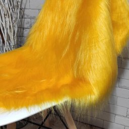 Manta Xale de Pelúcia Pelo Alto Amarelo Para Sofá/Cadeira Decoração Youtubers 1,00x80cm - 3