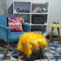 Manta Xale de Pelúcia Pelo Alto Amarelo Para Sofá/Cadeira Decoração Youtubers 1,00x80cm - 4